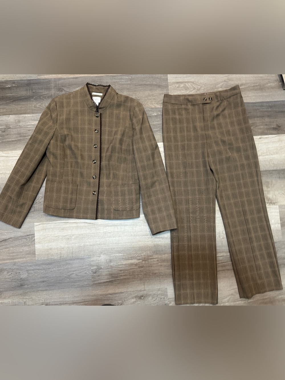 Vtg 90s Y2K Pant Suit Women’s Jacket (Sz 16) Pants (12) Career Mandarin Collar